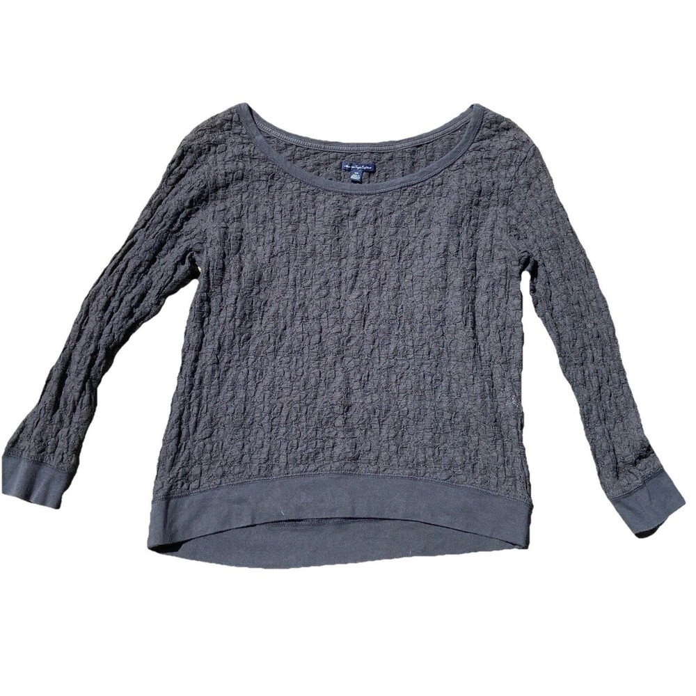 American Eagle Outfitters Lace Shirt  Women's Medium Charcoal Grey Y2K Preppy